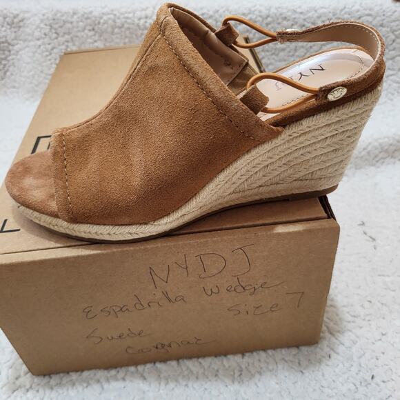 NEW NYDJ Women's CAI Espadrille Wedge Sandal, Suede Cognac SIZE 7 - Picture 1 of 8